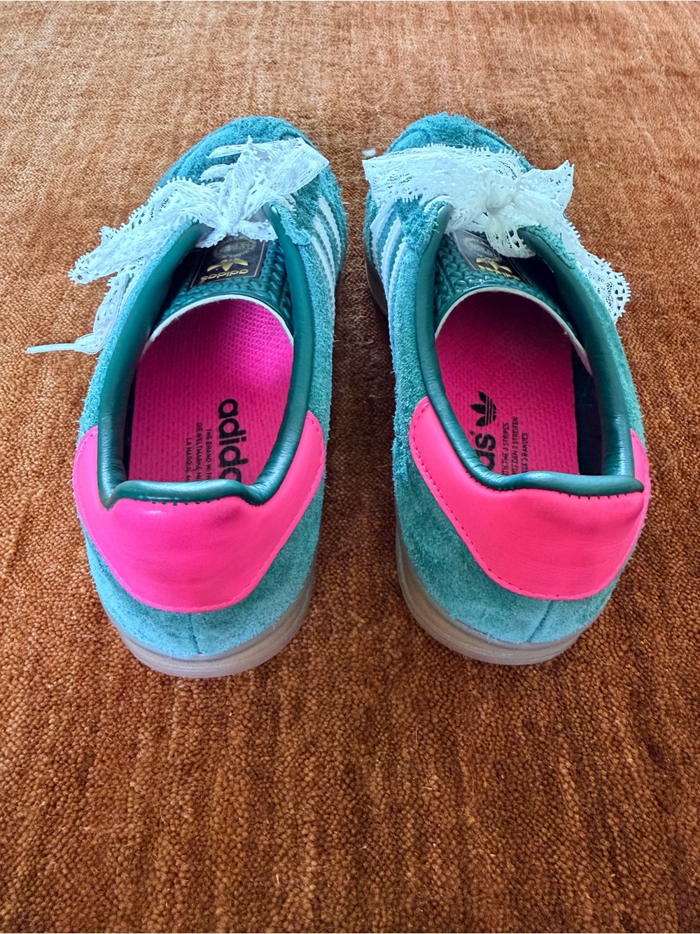 Adidas Women's Green/Pink Suede Gazelle Sneakers - Picture 3 of 8